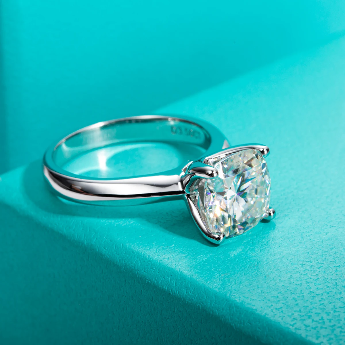 3.5ct Cushion Cut D Color Moissanite Engagement Ring