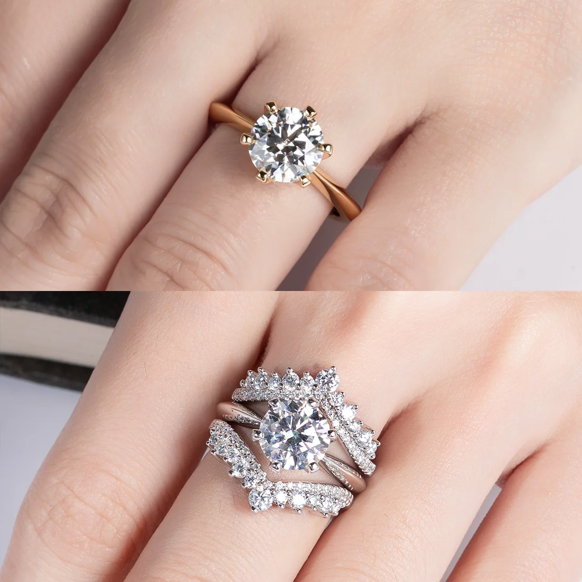 Moissanite Engagement Ring 1ct 2ct 3ct 5ct