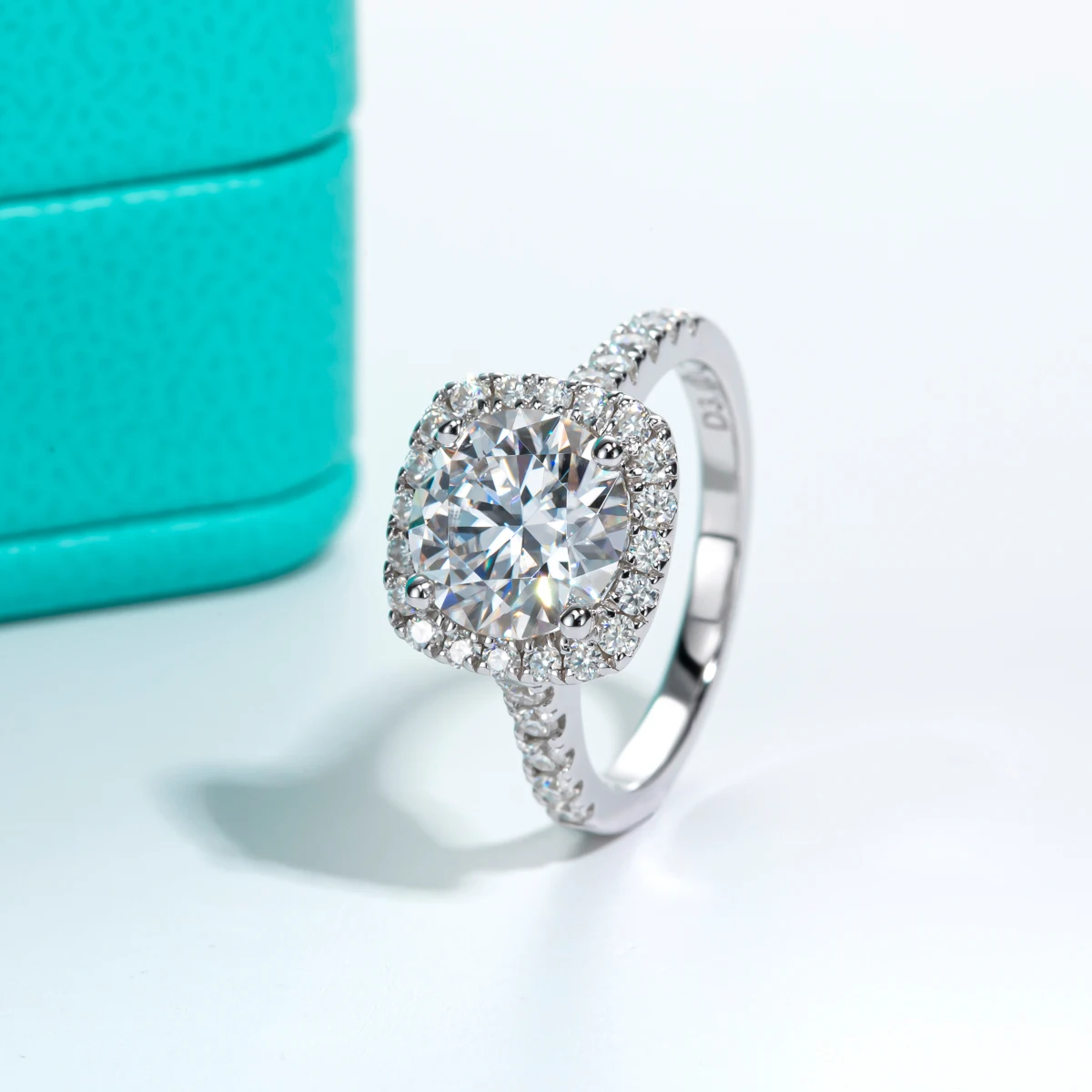 3ct Round Cut D Color Moissanite Halo Engagement Ring 18K Gold Plated