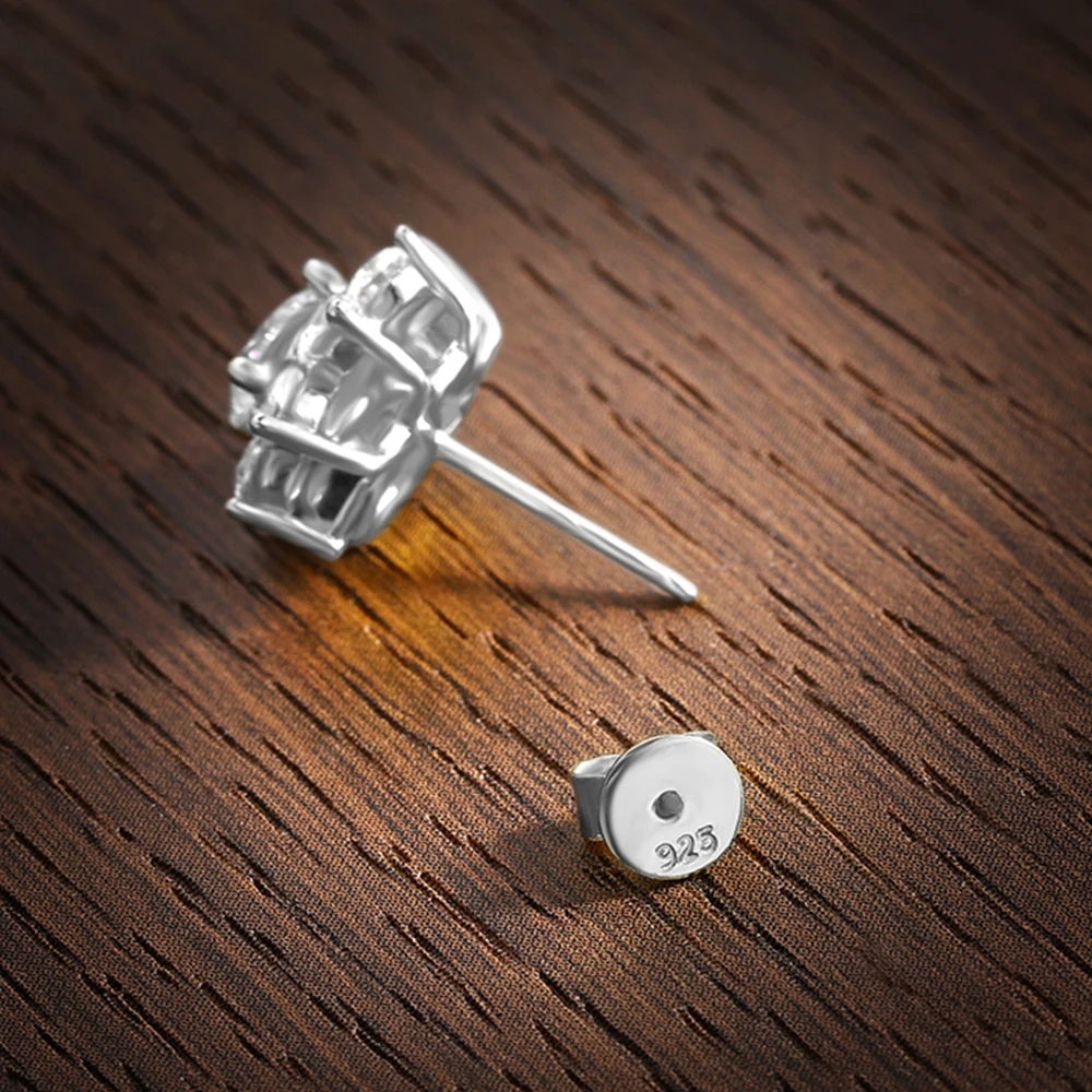 Floral Moissanite Diamond Earrings in 18K White Gold