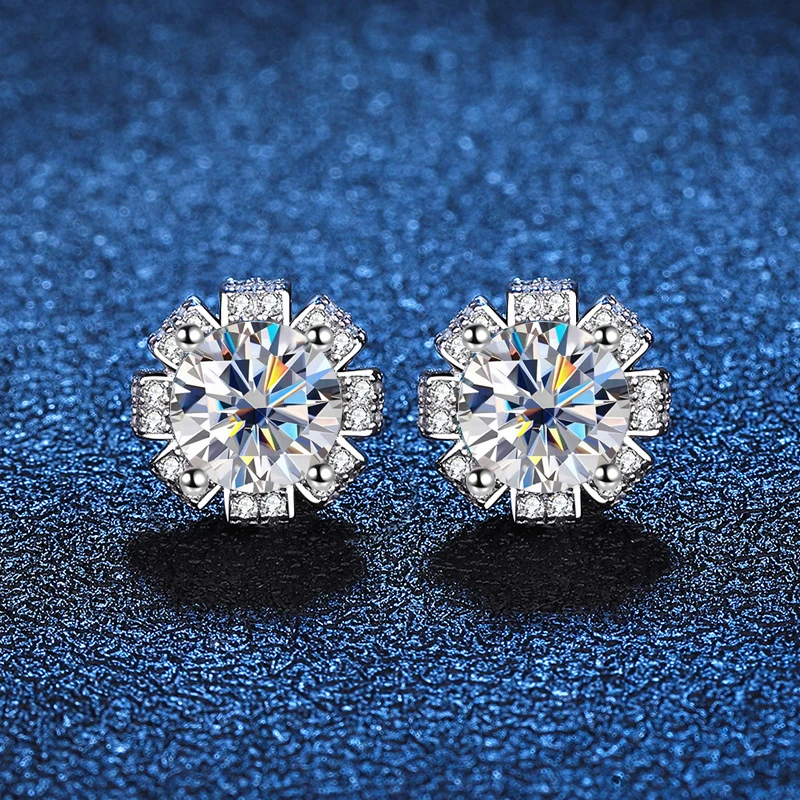 2ct Moissanite Diamond Earrings in 18K White Gold