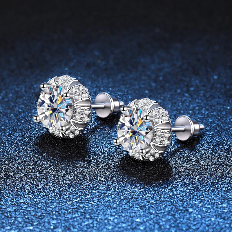 2ct Moissanite Diamond Earrings in 18K White Gold