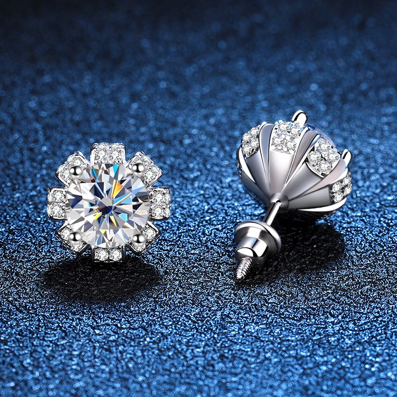 2ct Moissanite Diamond Earrings in 18K White Gold