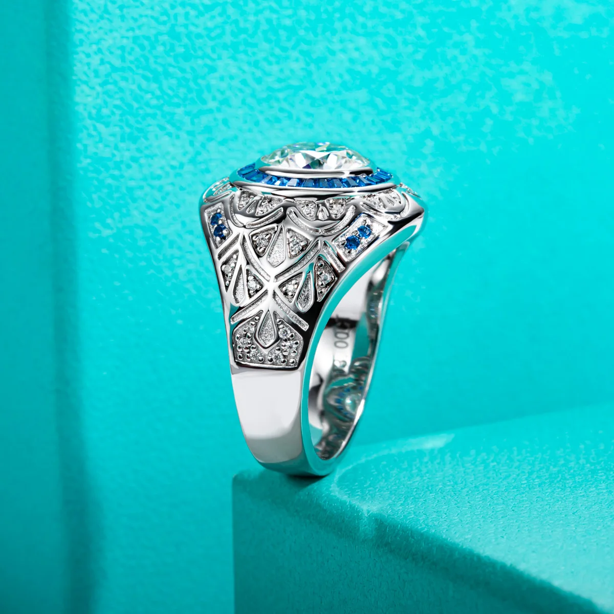 3ct D Color Moissanite Men’s Ring in 18K Gold