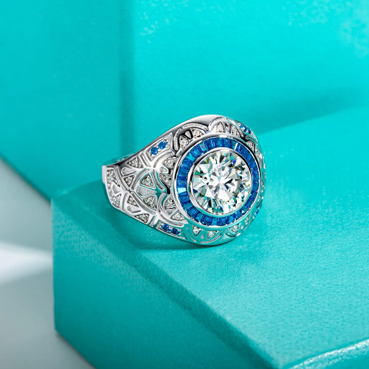 3ct D Color Moissanite Men’s Ring in 18K Gold