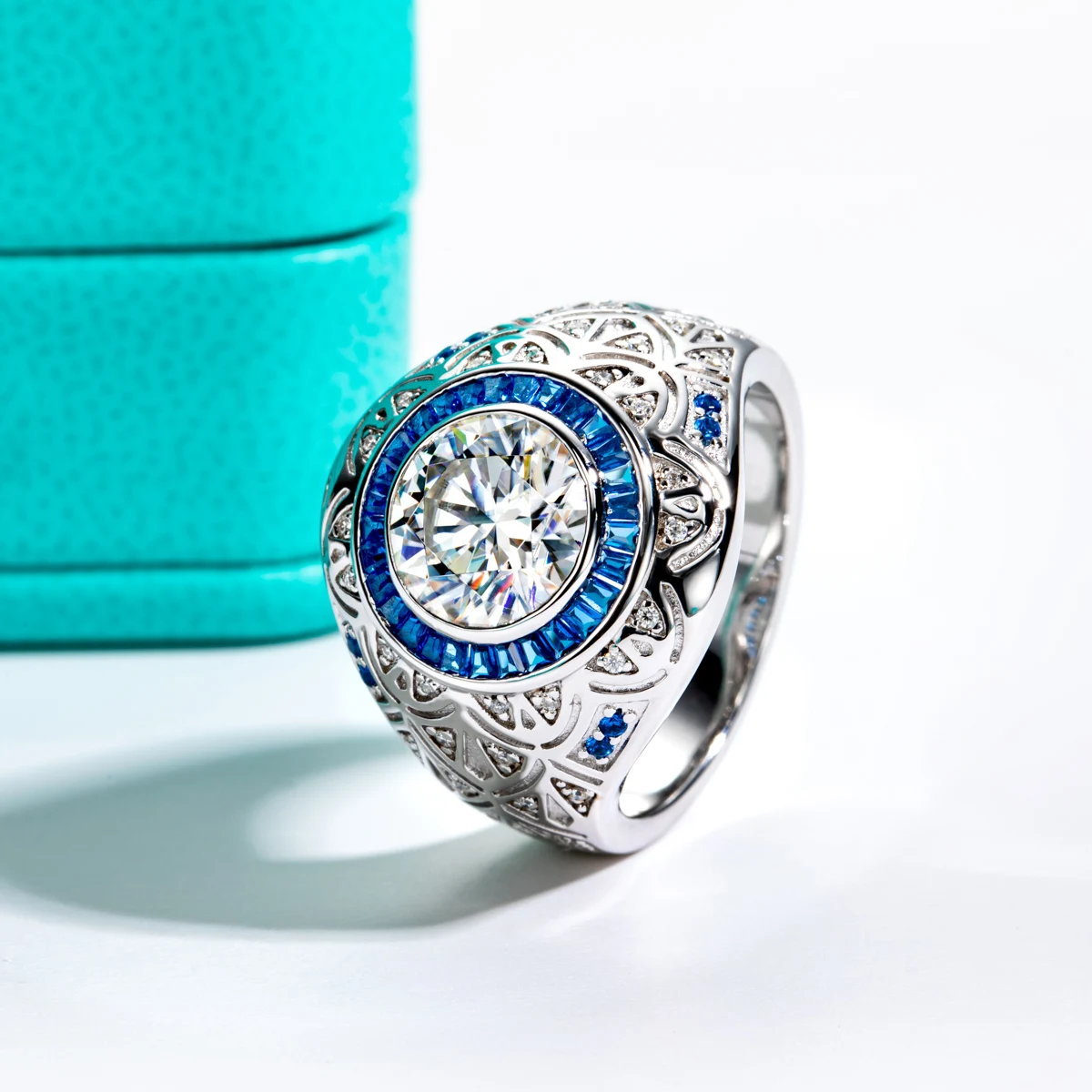 3ct D Color Moissanite Men’s Ring in 18K Gold