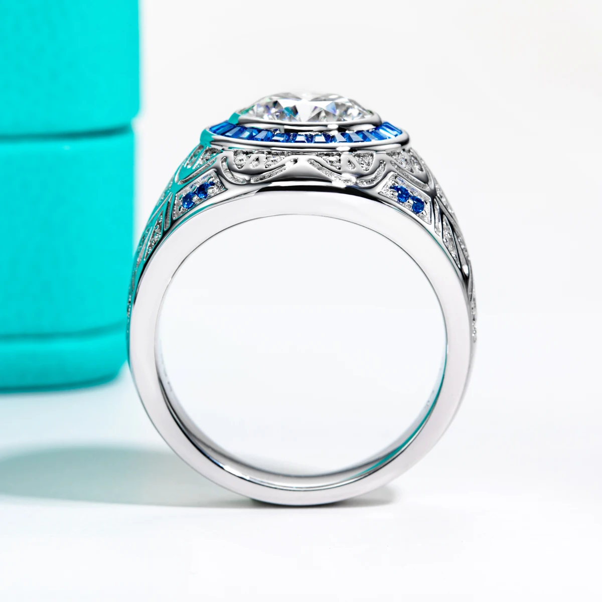 3ct D Color Moissanite Men’s Ring in 18K Gold