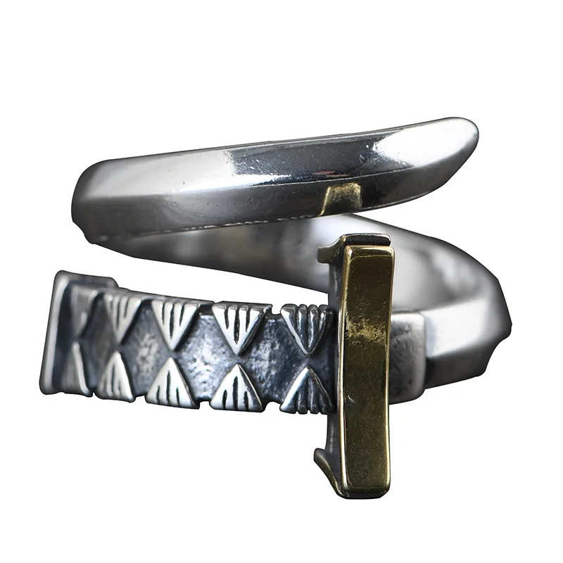 Vintage S925 Sterling Silver Men's Ring - Thai Silver Sword Design, Fashion Punk Jewelry