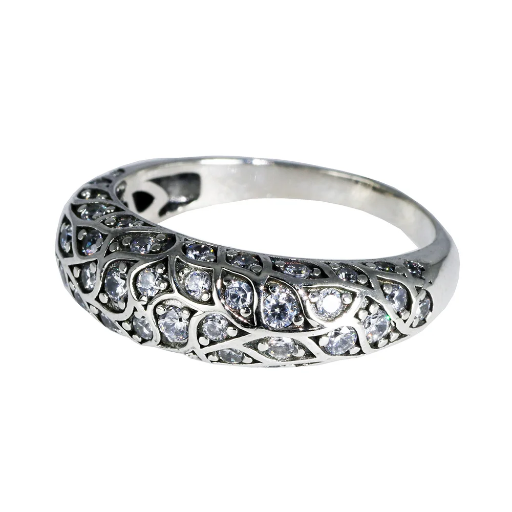 Luxury 925 Sterling Silver Ring for Women - Elegant Inlaid Zircon Stone Vintage Floral Design