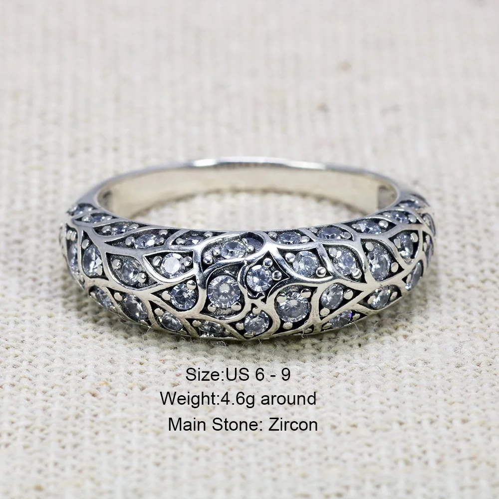 Luxury 925 Sterling Silver Ring for Women - Elegant Inlaid Zircon Stone Vintage Floral Design