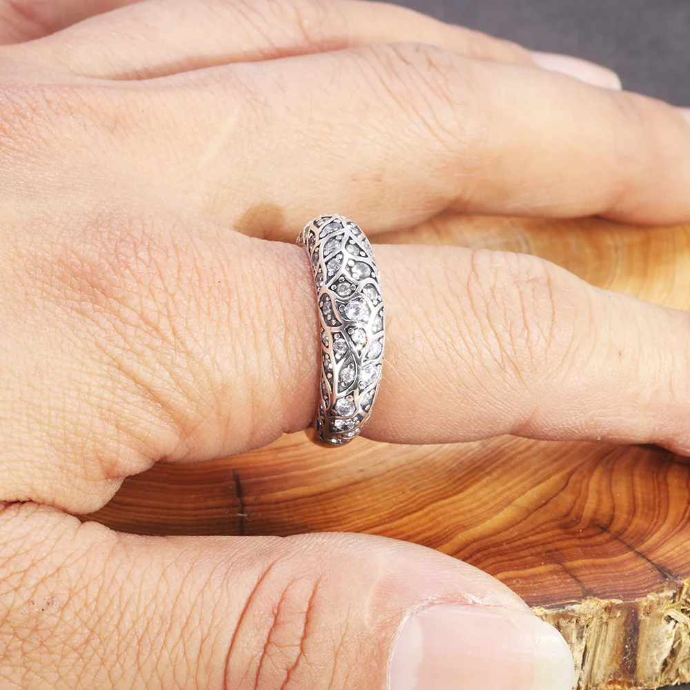 Luxury 925 Sterling Silver Ring for Women - Elegant Inlaid Zircon Stone Vintage Floral Design
