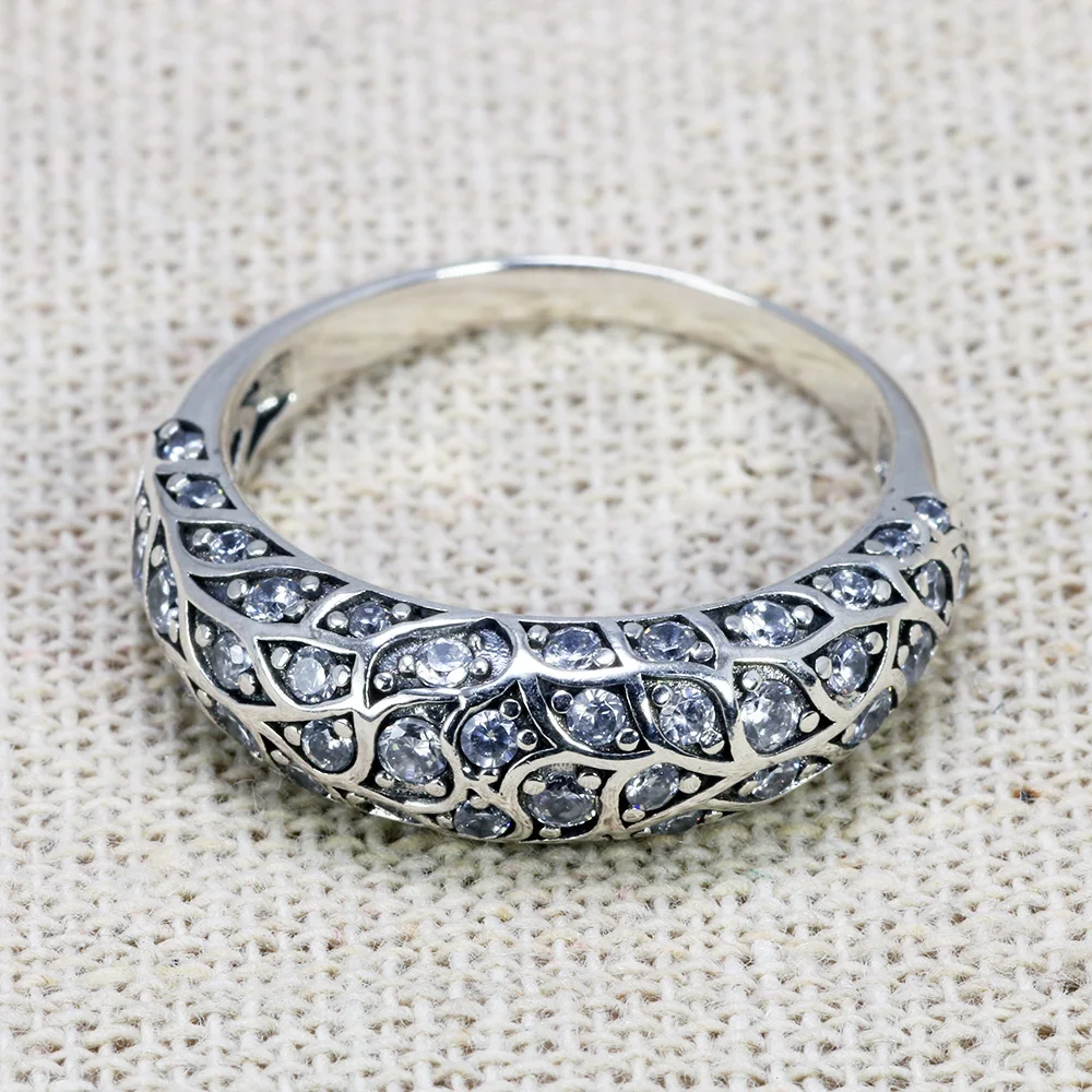 Luxury 925 Sterling Silver Ring for Women - Elegant Inlaid Zircon Stone Vintage Floral Design