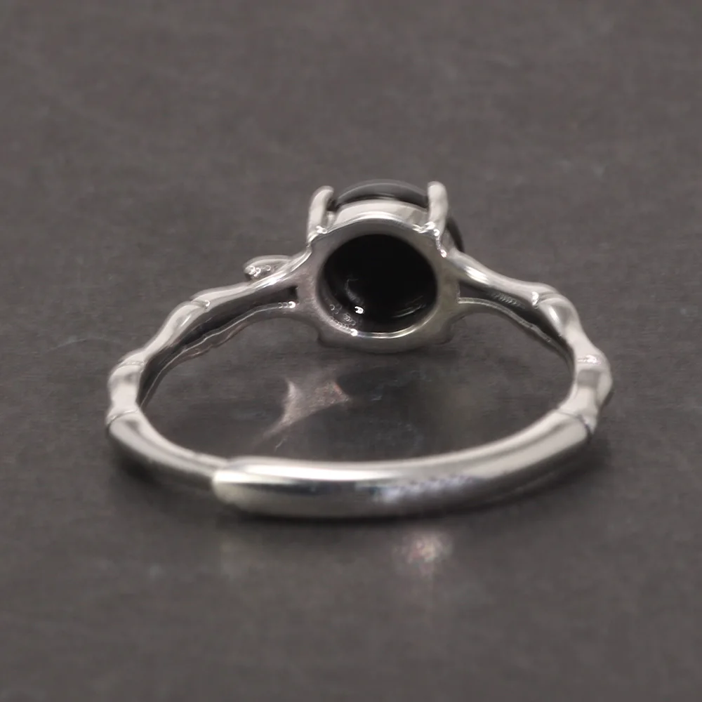 Antique 925 Sterling Silver Women's Bamboo Ring