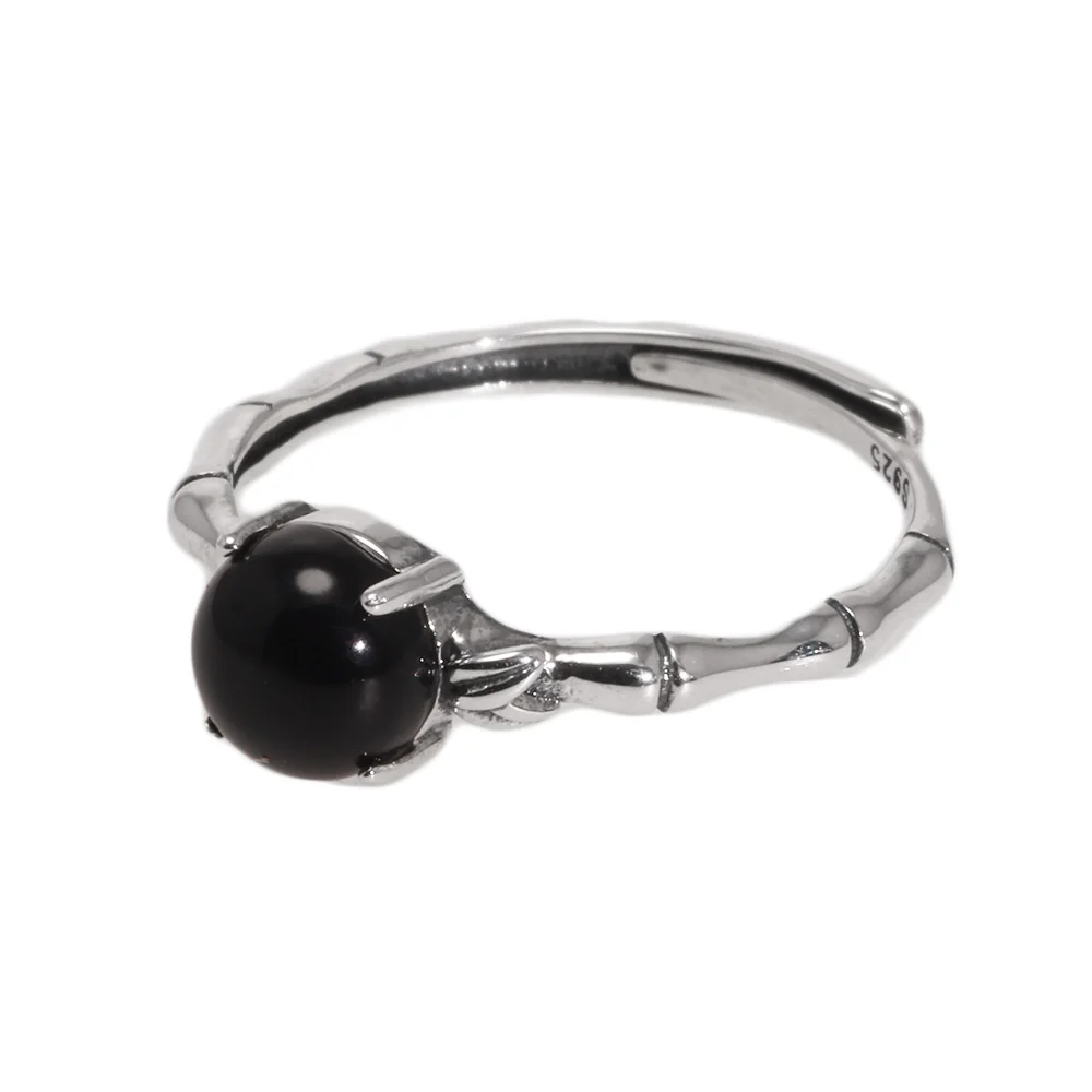 Antique 925 Sterling Silver Women's Bamboo Ring