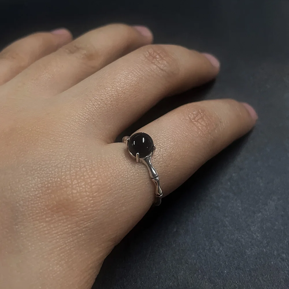 Antique 925 Sterling Silver Women's Bamboo Ring