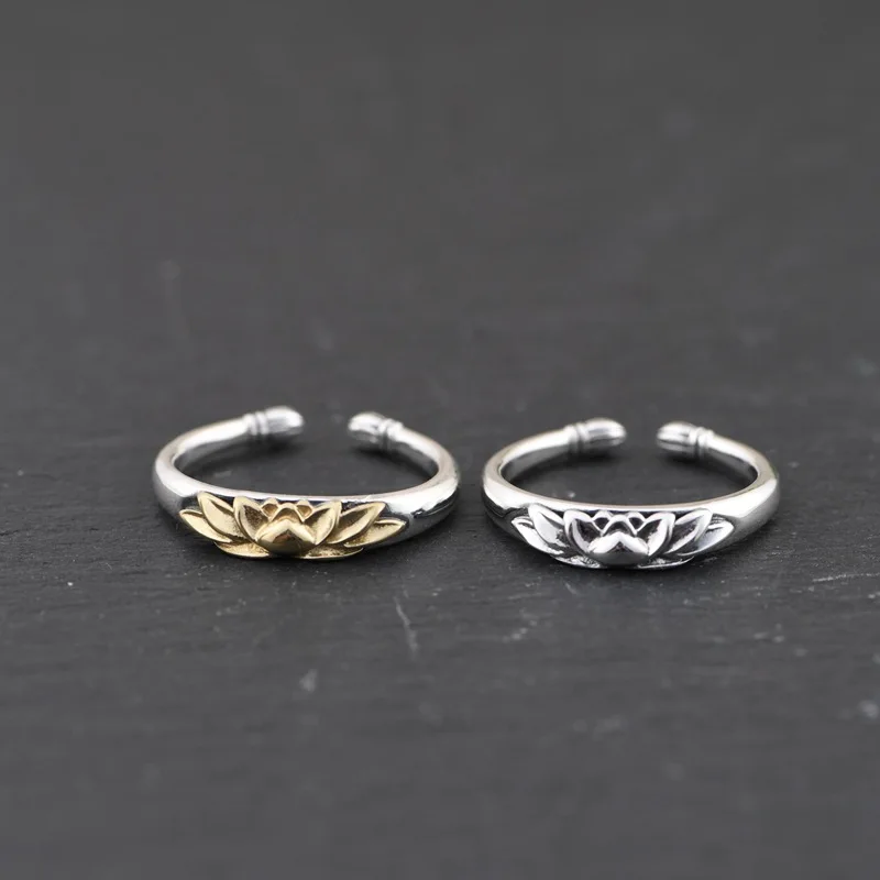 Vintage 925 Sterling Silver Lotus Ring for Women