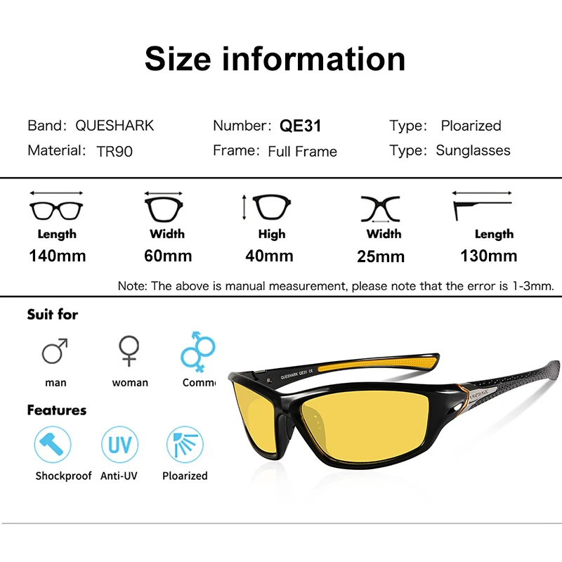 QUESHARK HD Polarized Ultralight Fishing Sunglasses
