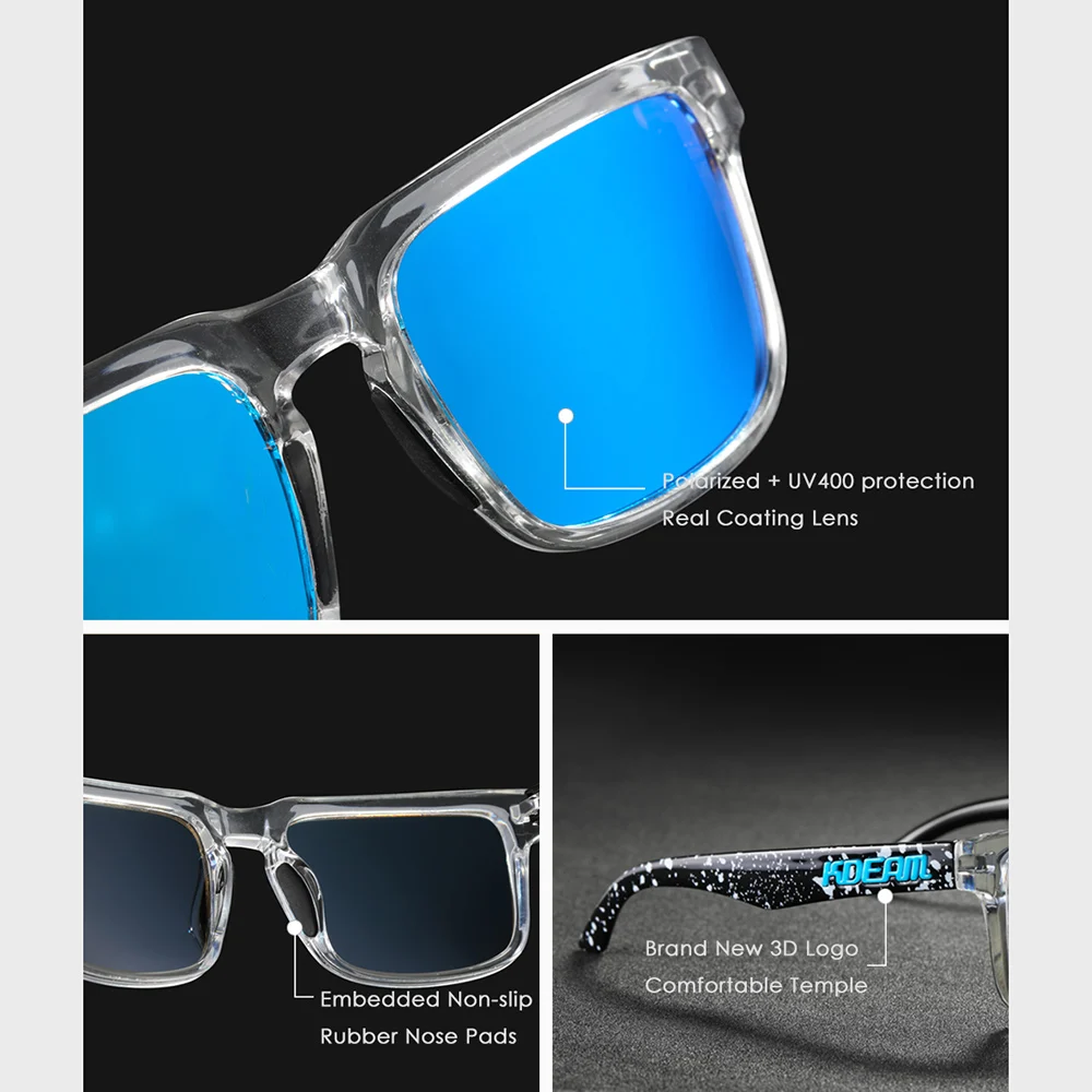 Polarized Sunglasses for Men - KDEAM Square Casual Outdoor Eyewear