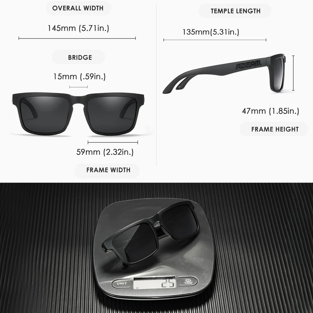 Polarized Sunglasses for Men - KDEAM Square Casual Outdoor Eyewear