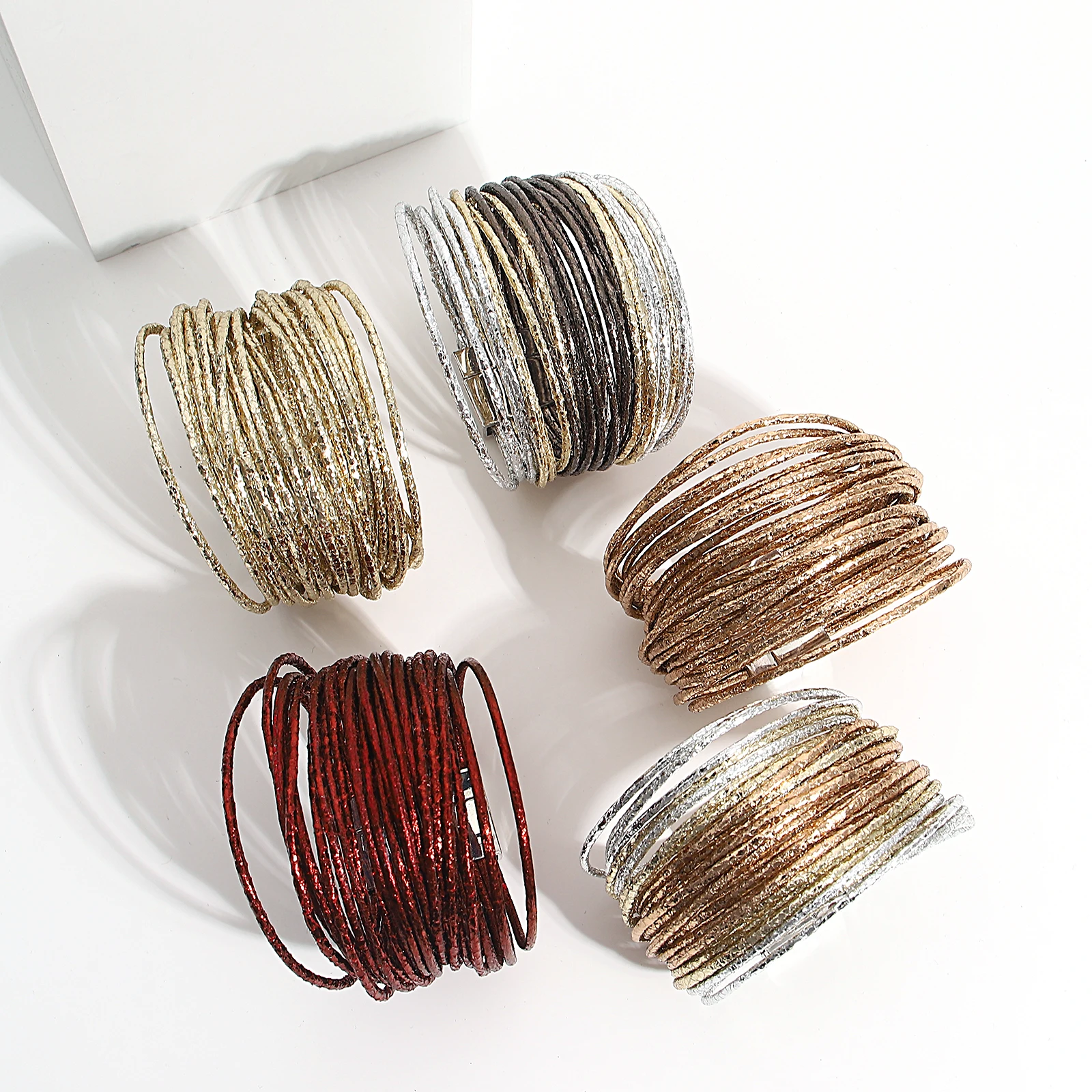Simple Mixed Color Shiny Leather Bracelets