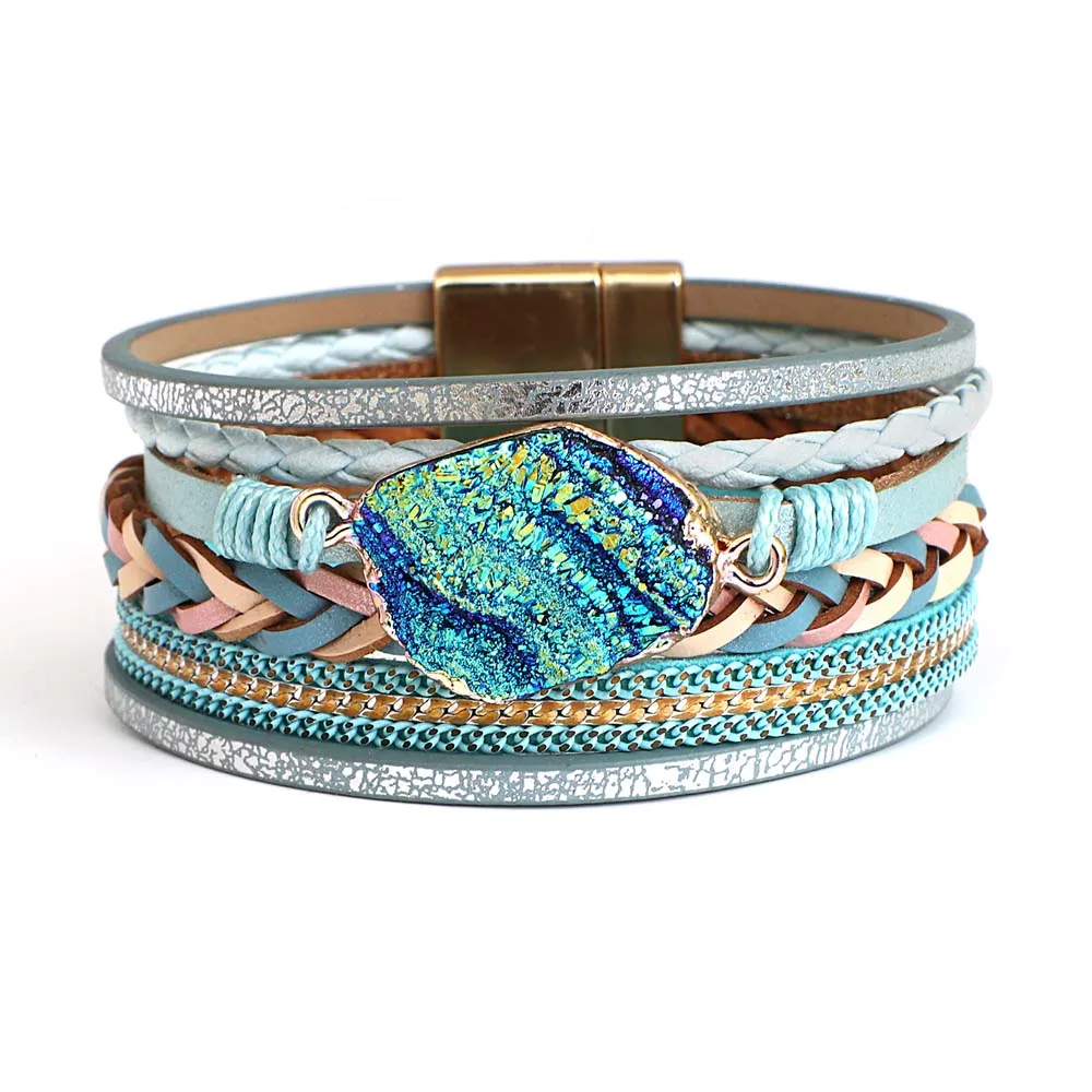 Bohemian Multicolor Braided Leather Bracelet
