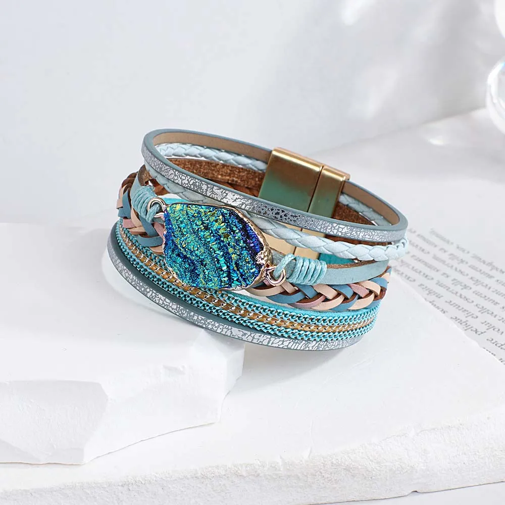 Bohemian Multicolor Braided Leather Bracelet