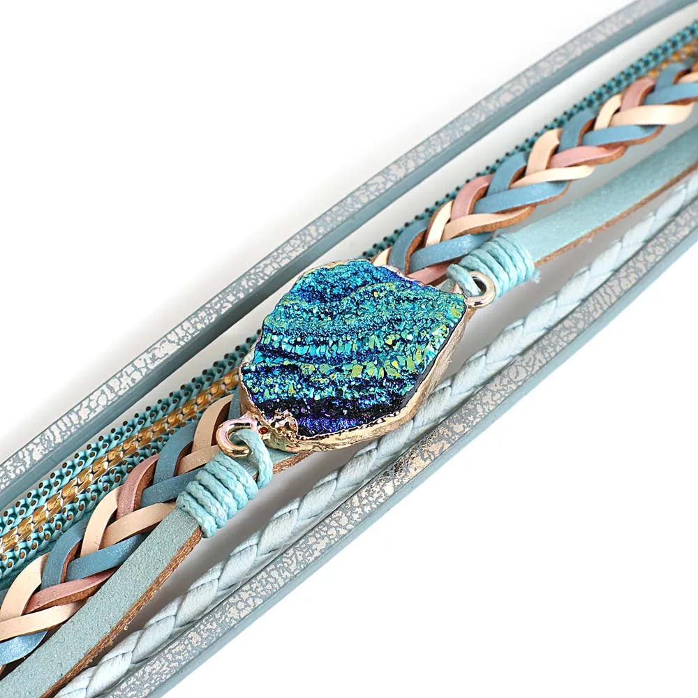 Bohemian Multicolor Braided Leather Bracelet