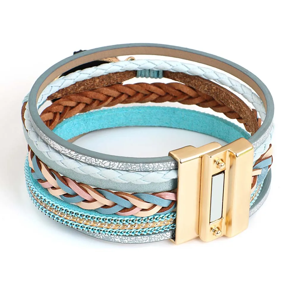 Bohemian Multicolor Braided Leather Bracelet
