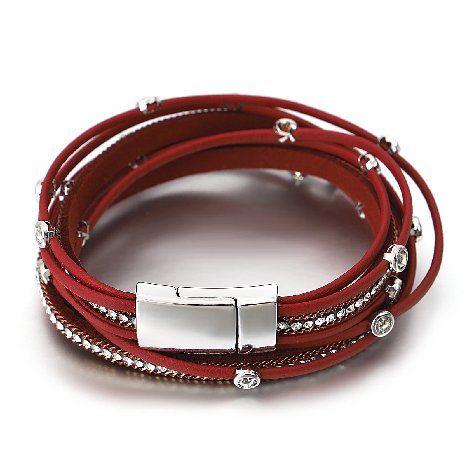 Double Wrap Leather Bracelet Multilayer