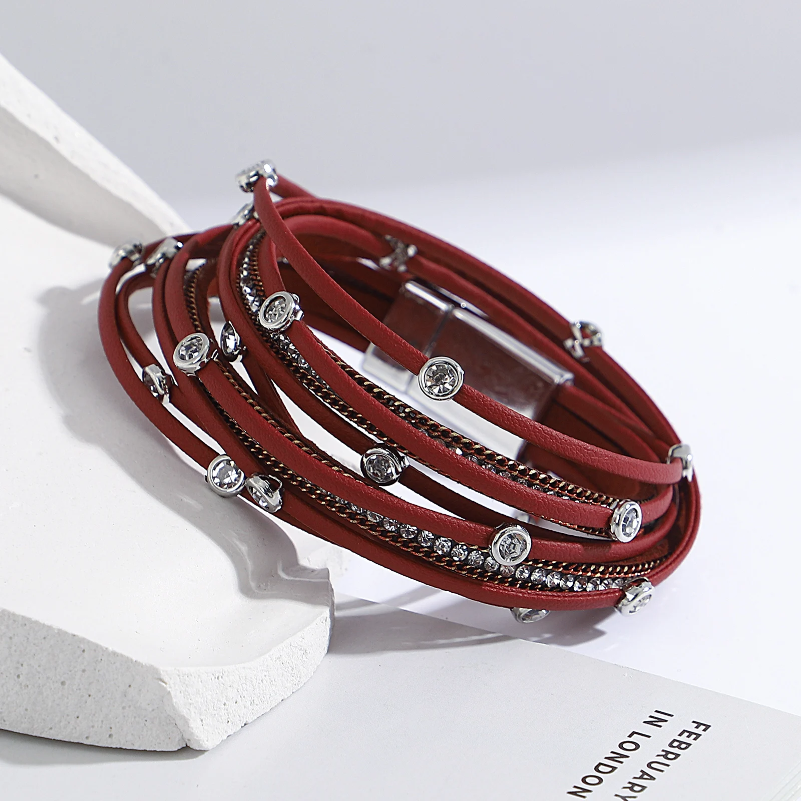 Double Wrap Leather Bracelet Multilayer