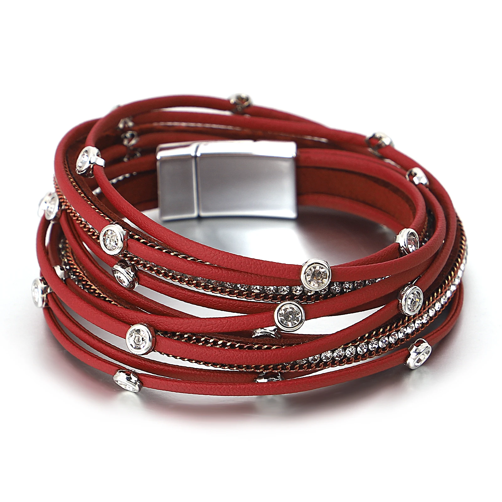 Double Wrap Leather Bracelet Multilayer