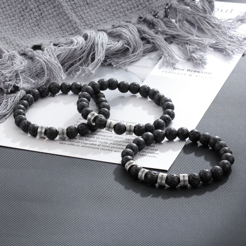 Personalized Stainless Steel Beaded Bracelet