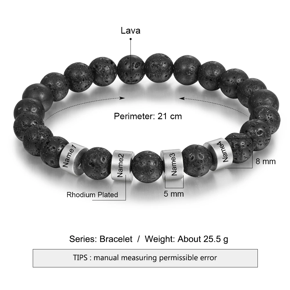 Personalized Stainless Steel Beaded Bracelet