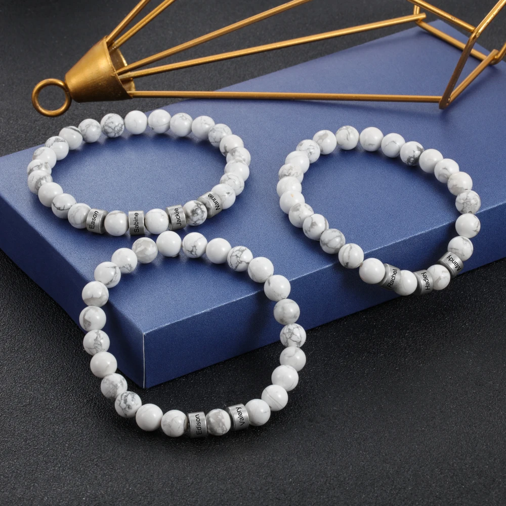 Personalized Stainless Steel Beaded Bracelet