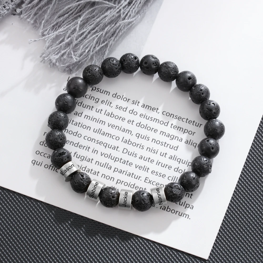 Personalized Stainless Steel Beaded Bracelet