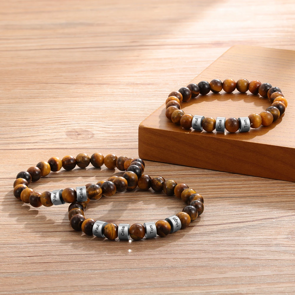 Personalized Stainless Steel Beaded Bracelet