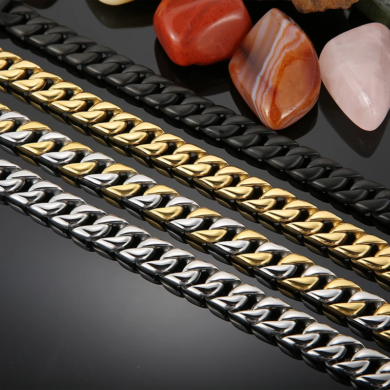 12mm Curb Chain Bracelet 316L Stainless Steel