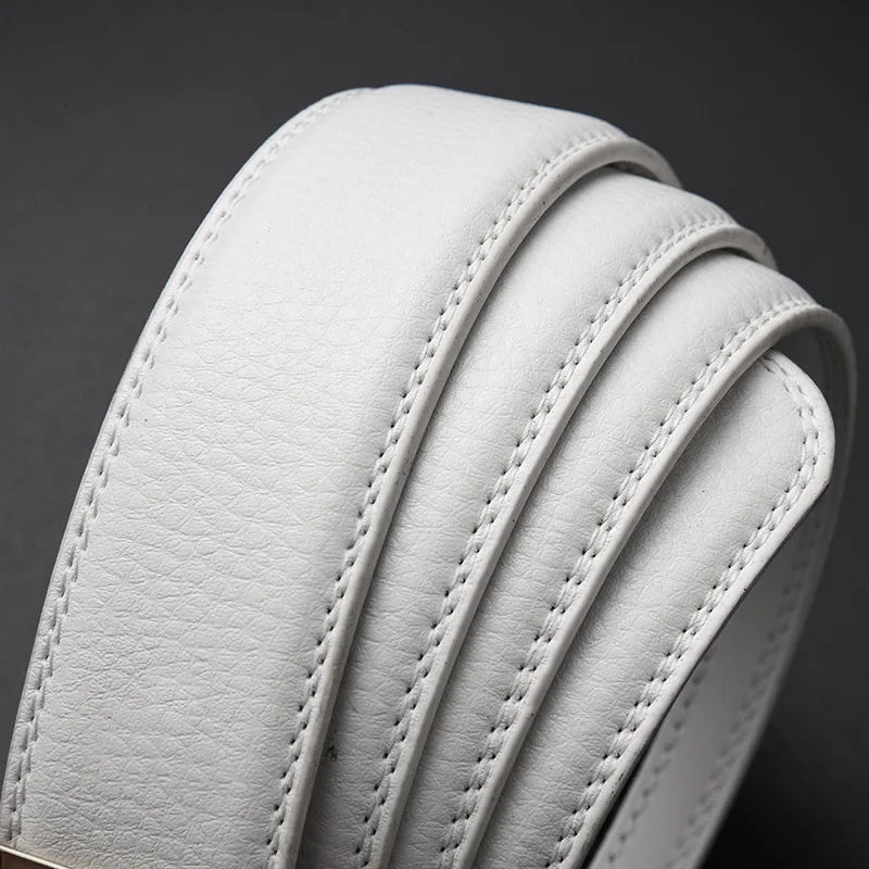 White Fashion Belt with Automatic Buckle