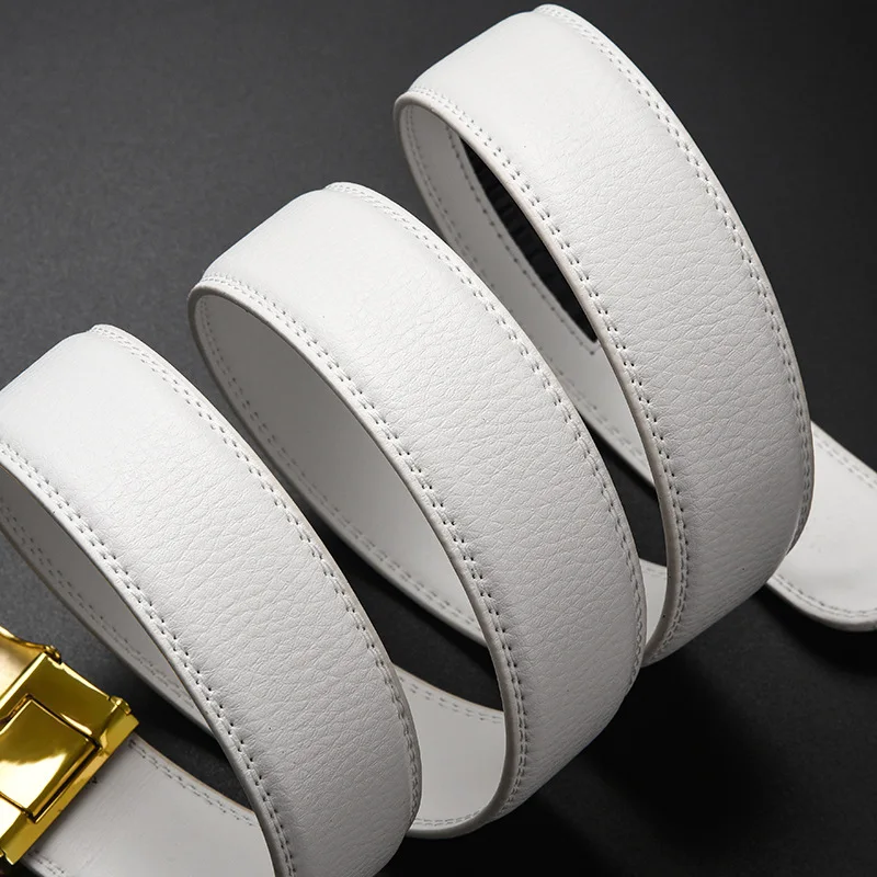 White Fashion Belt with Automatic Buckle