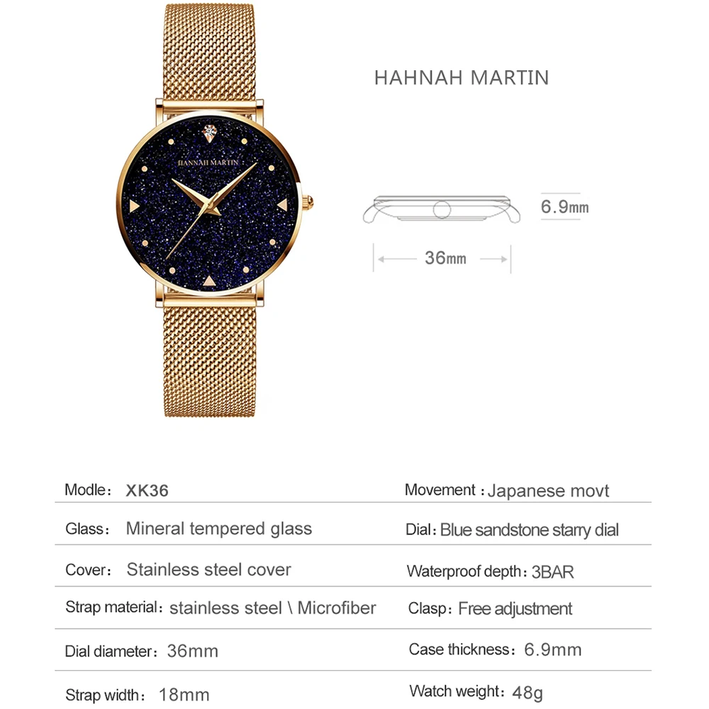 Hannah Martin Starry Sky Dial Luxury Women Watch