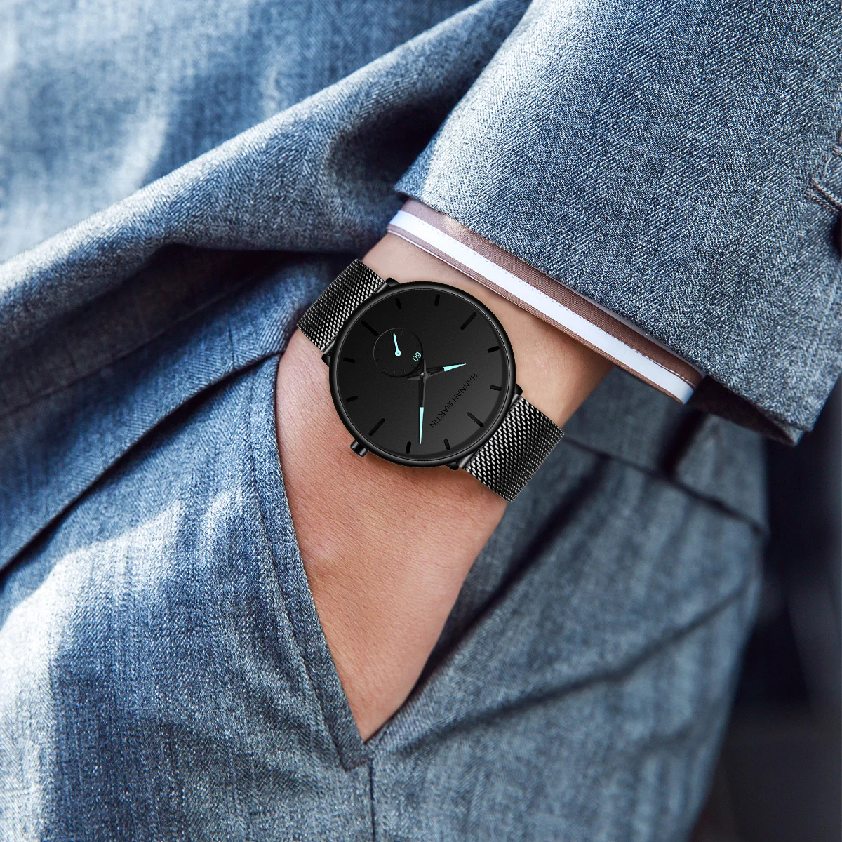 Simple Design Men's Stainless Steel Mesh Watch