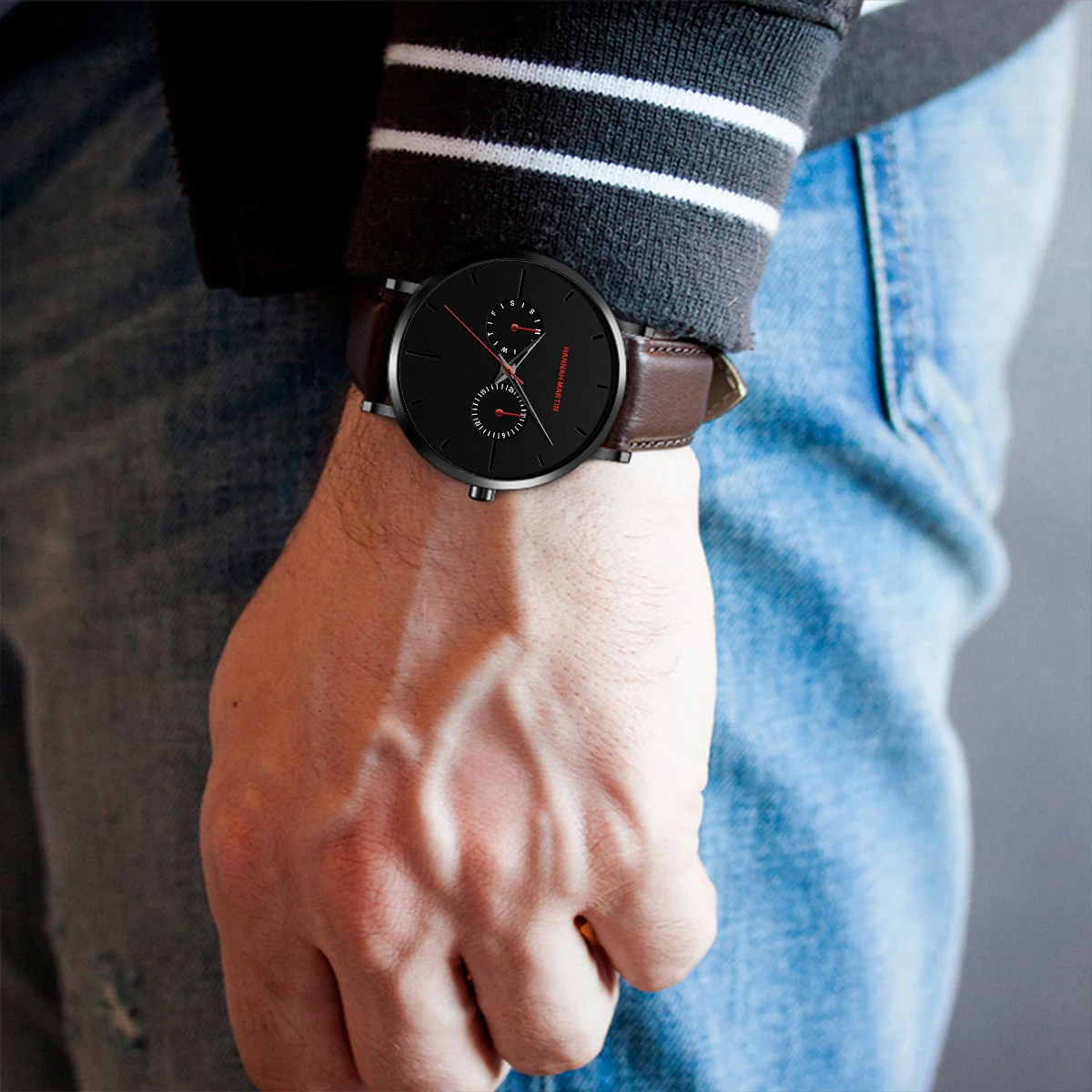 Hannah Martin Ultra Thin Waterproof Men Watch