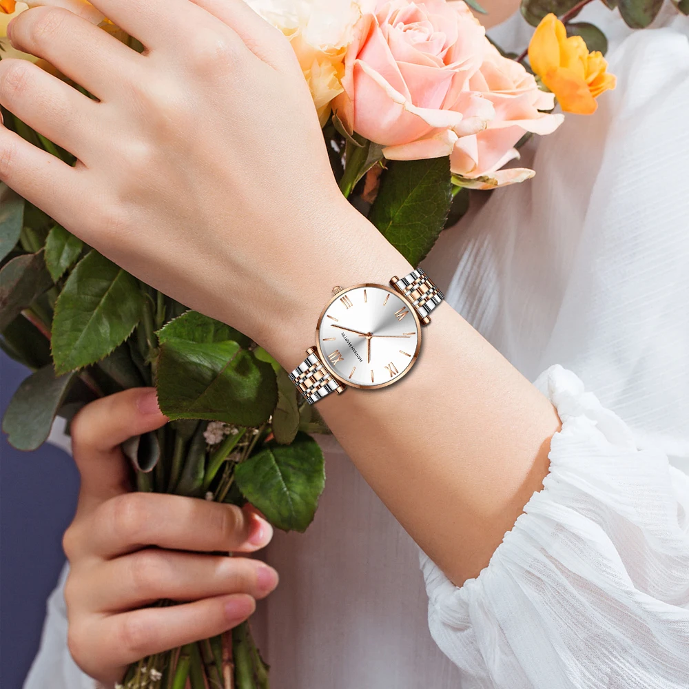 Luxury Fashion Rose Gold Stainless Steel Women Watch