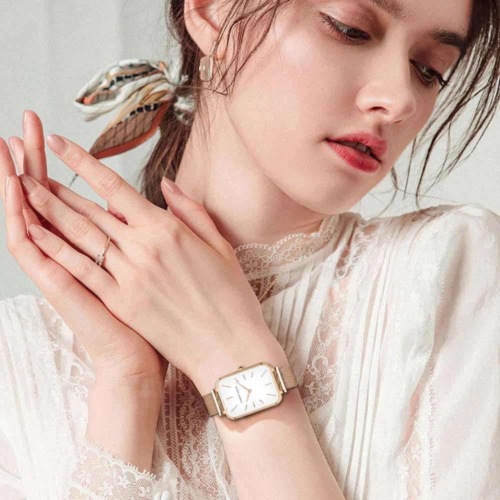 Rectangle Ultrathin Nordic Style Stainless Steel Women's Watch