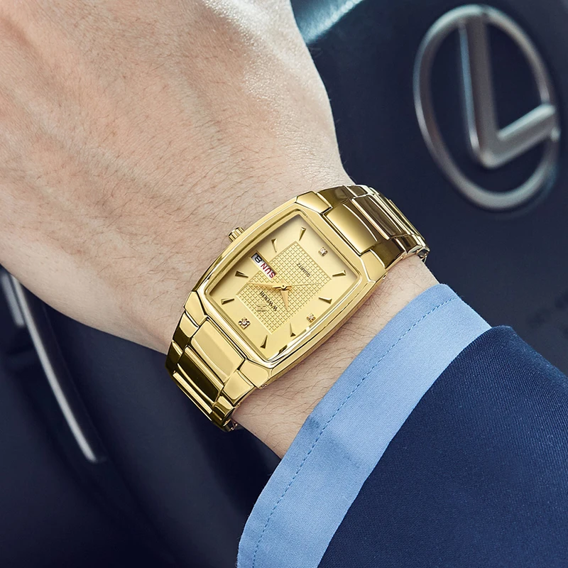 WWOOR 2024 New Square Men's Gold Watch