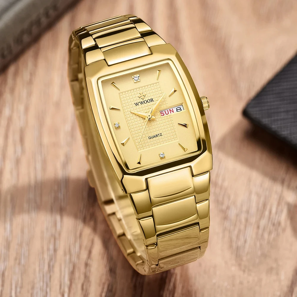 WWOOR 2024 New Square Men's Gold Watch