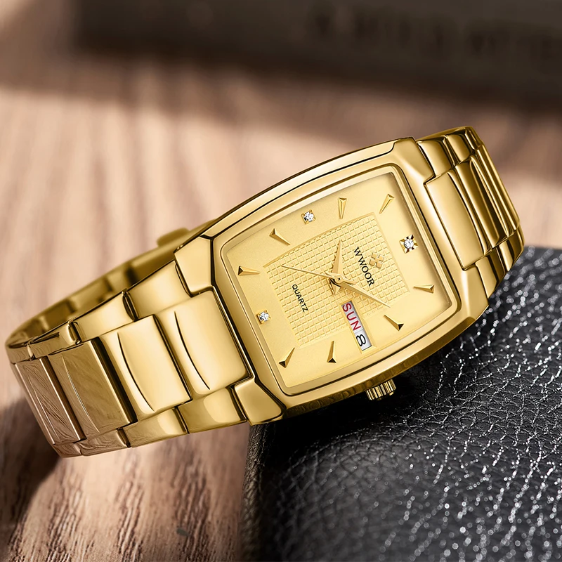 WWOOR 2024 New Square Men's Gold Watch
