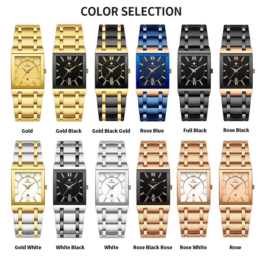 WWOOR 2024 Gold Square Men's Watch