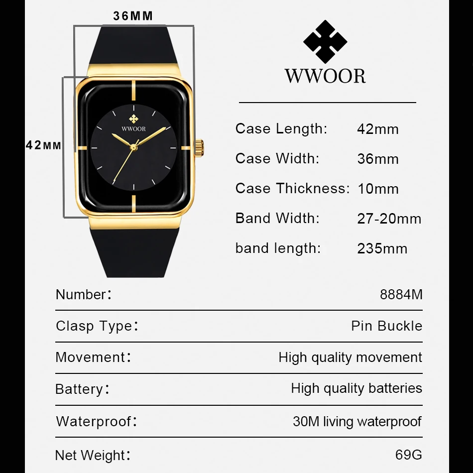 Men's Fashion Square Quartz Wristwatch