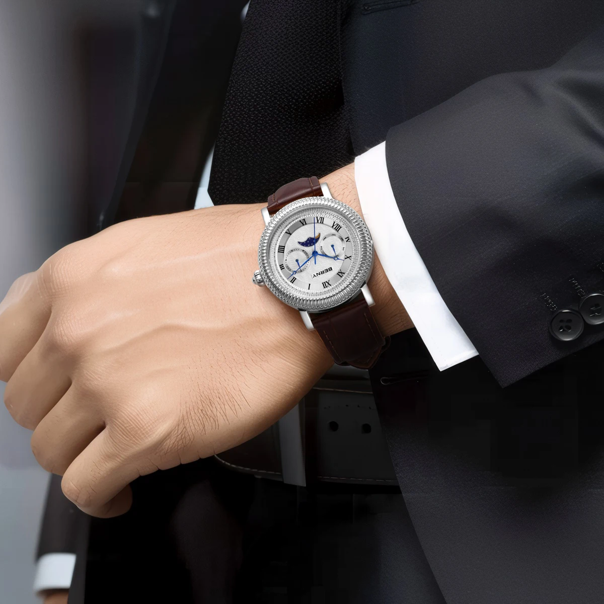 BERNY Moon Phase Men’s Dress Watch